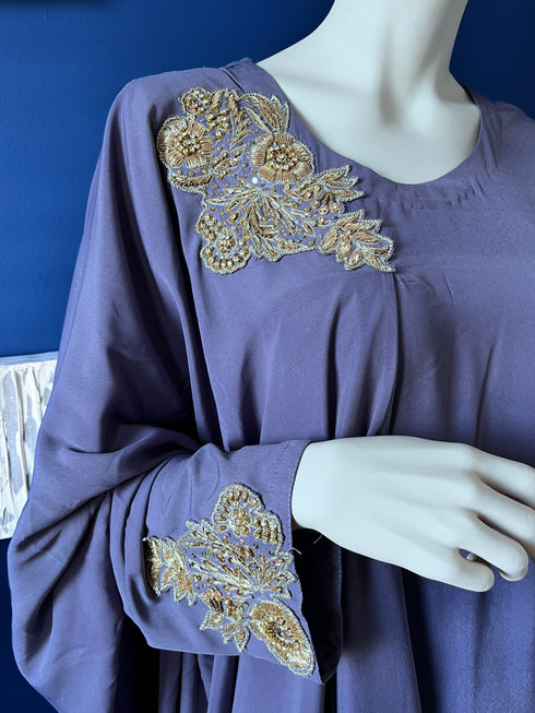Flared Abaya with embroidered bunch