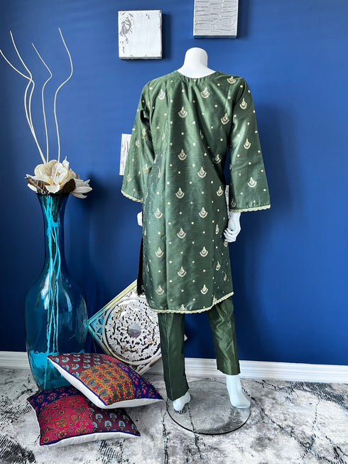 Sequins embroidered Angarkha Three Piece